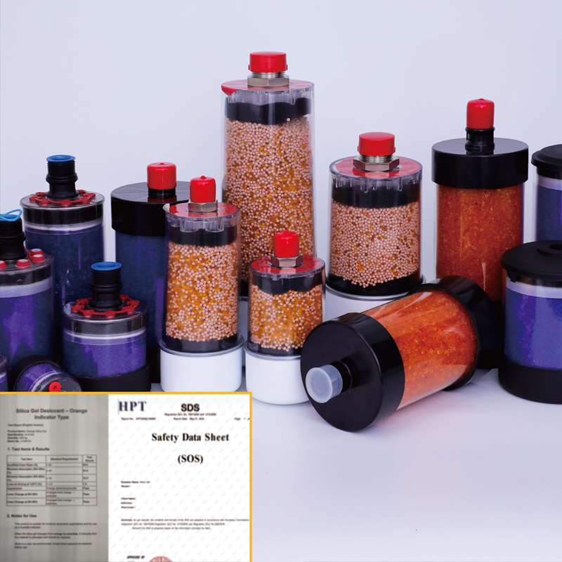 Three types of silica gel color comparison